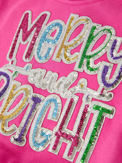 Toddler Girls Christmas Outfit – Pink Merry Bright Top and Bell Pants