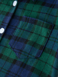 Christmas Boys Green & Navy Plaid Button Down Shirt